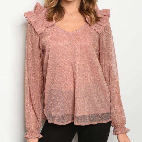 Boutique Tops - Pink Blush Top with Long Sleeves